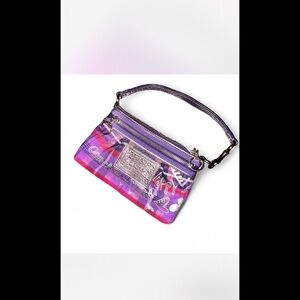 vintage coach poppy mini bag in pink and purple plaid
